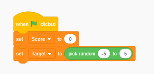 Set up the integer game in scratch