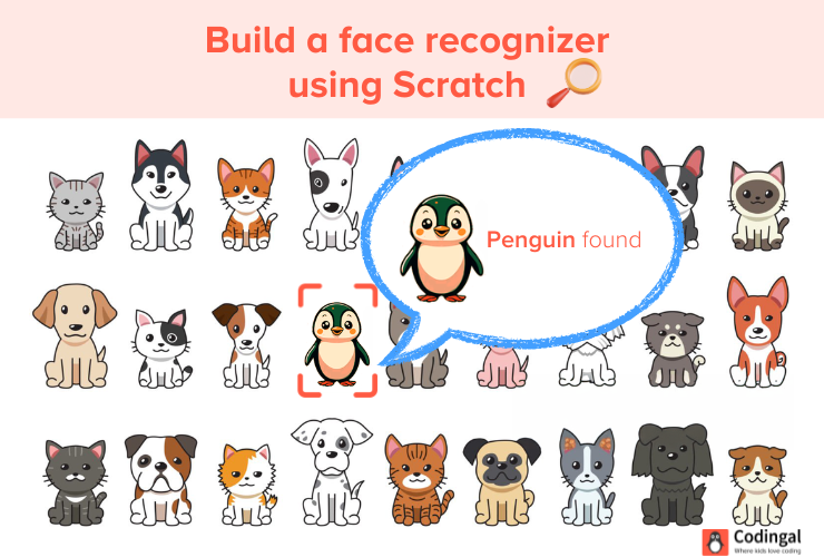 A face recognizer built using Scratch successfully locates a penguin in the image - an illustrative example of Face recognition AI.