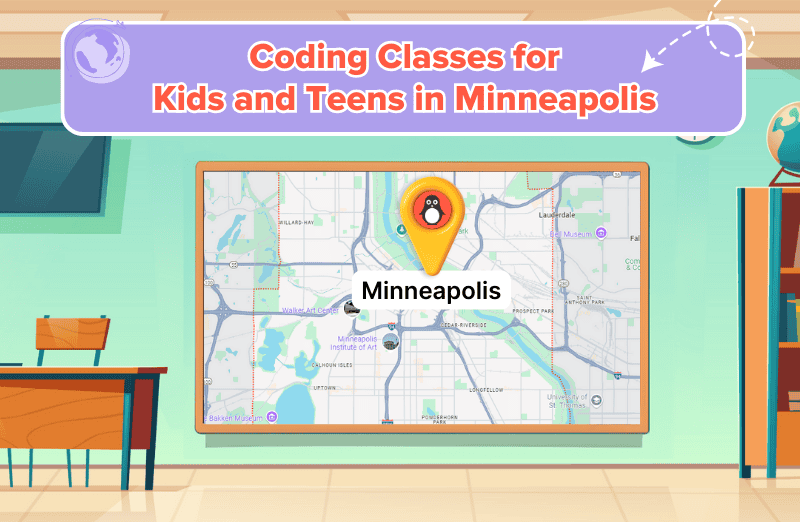 Map of coding classes for kids in Minneapolis