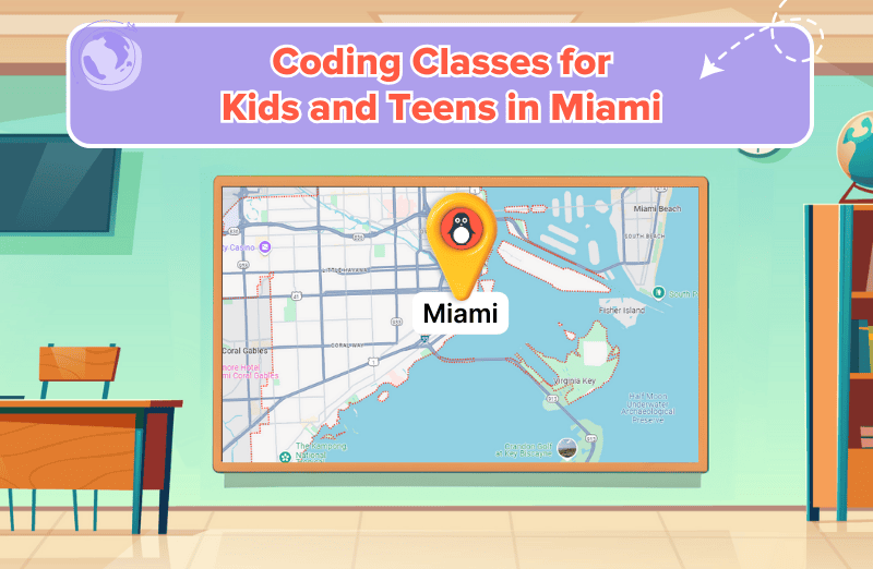 Map of coding classes for kids in Miami